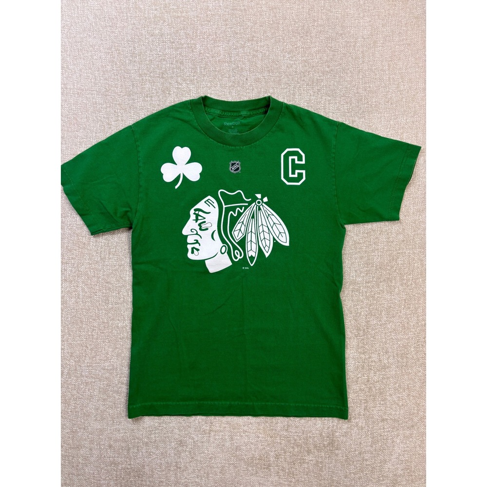 Reebok Mens Chicago Blackhawks St Patricks Day Toews 19 Green T-Shirt Small